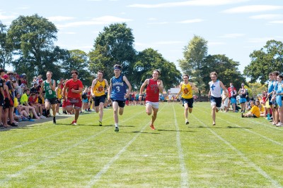 Students competing in sprint race on House Athletic Sports Day.