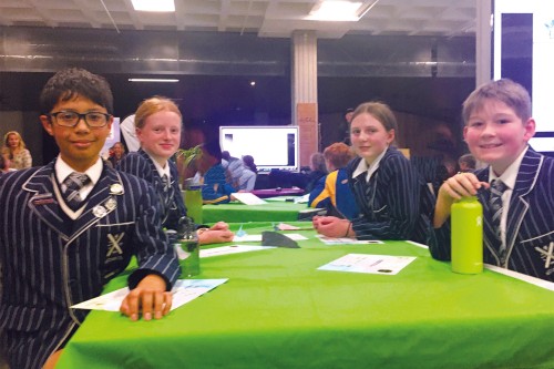 Emmett Lawler (Year 7), Matilda Atkins, Zoe Bostock (both Year 8) and Harry Sibson (Year 7) competing at the Kids' Lit Quiz.