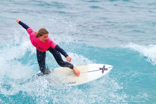 Amelie Clark (Y10) competing in a surfing competition.