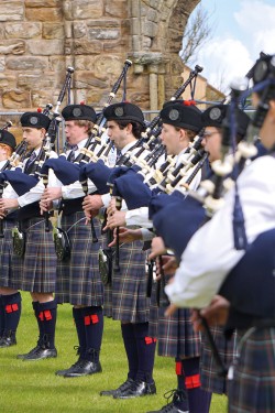 Student pipers performing in Scotland.
