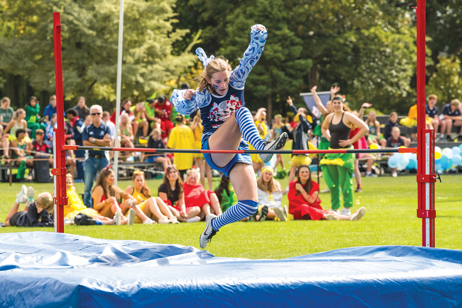 A St Andrew's College student dressed in Rutherford House colours at the annual Athletic Sports Day.