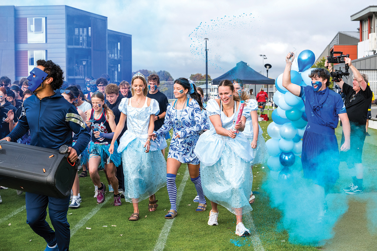 St Andrew's College students dressed in Rutherford House colours at the annual Athletic Sports Day.