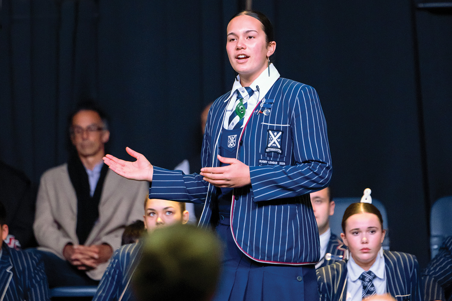 St Andrew's College student Metua Cranwell at the Ngā Manu Kōrero regional speech competition.