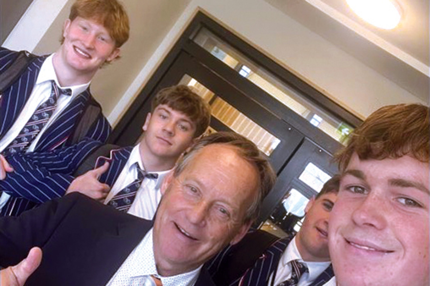 St Andrew's College student selfie with Principal of Secondary School, Evert van Florenstein.