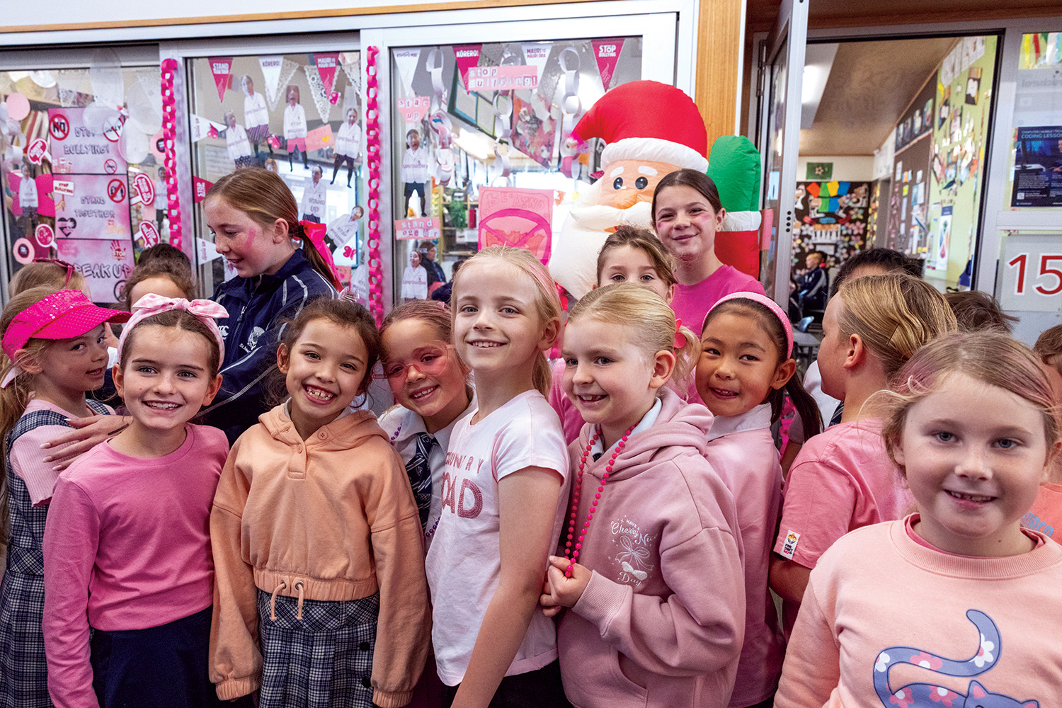 St Andrew's College Preparatory School students embracing Pink Shirt Day.