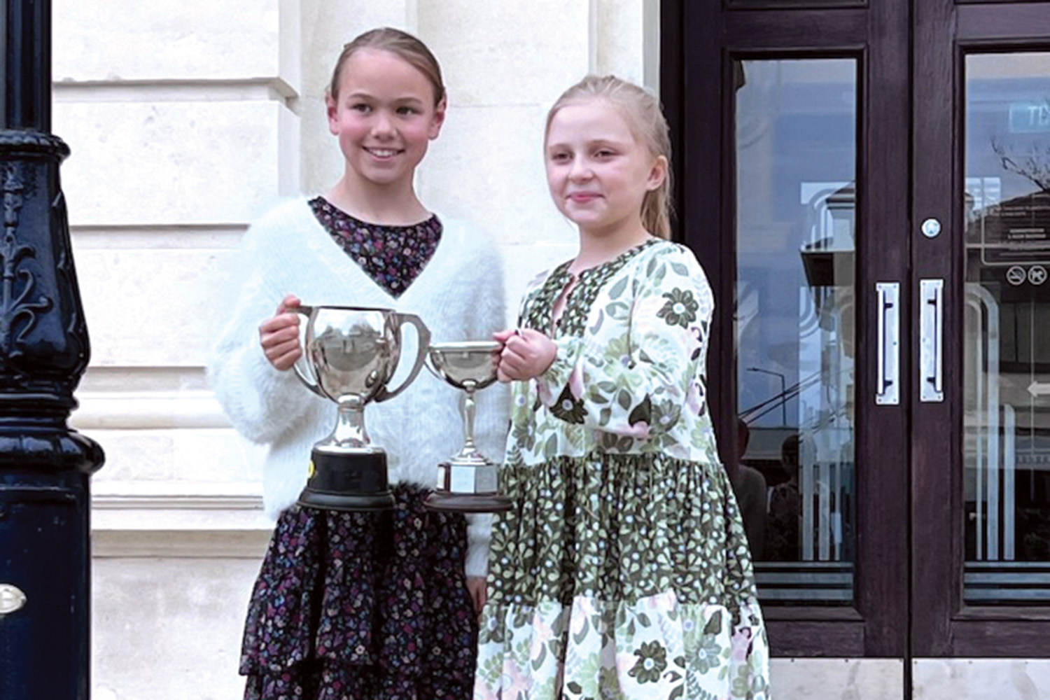 St Andrew's College students Adelyn Abrahamson and Violet Winterbourn at the Oamaru Performing Arts Festival.