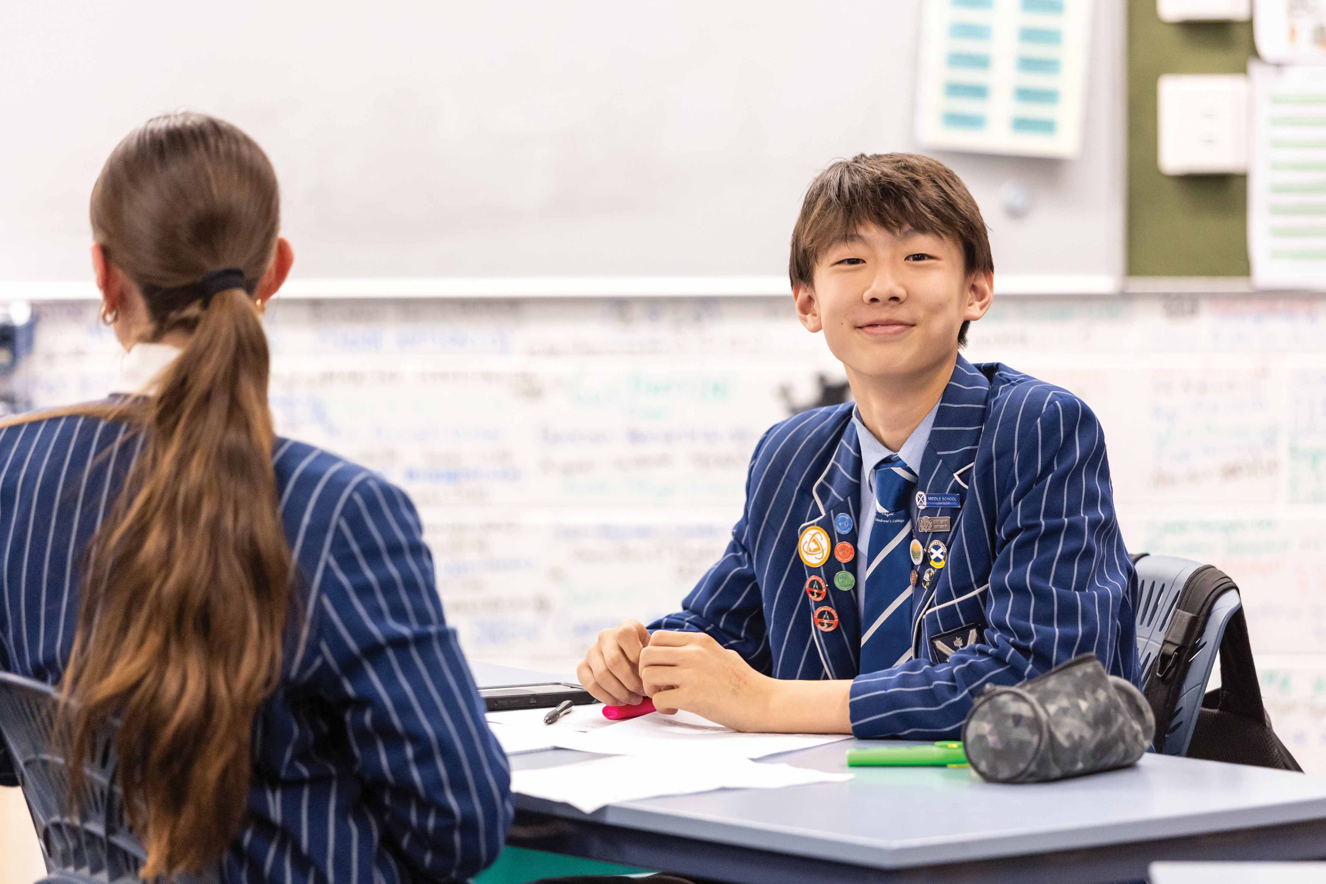 St Andrew's College student Samuel Hu at the New Zealand Brain Bee.