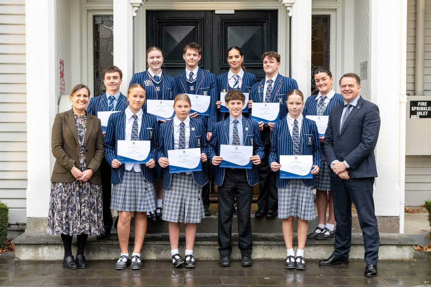 St Andrew's College students who received Mahia te Aroha Character Awards at the 2026 Well-being Assembly