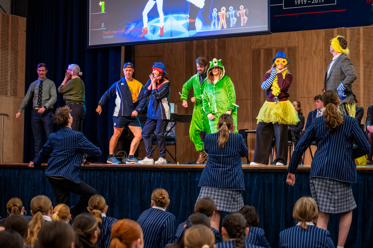 St Andrew's College Deans participating in a challenge at the 2026 Well-being Assembly
