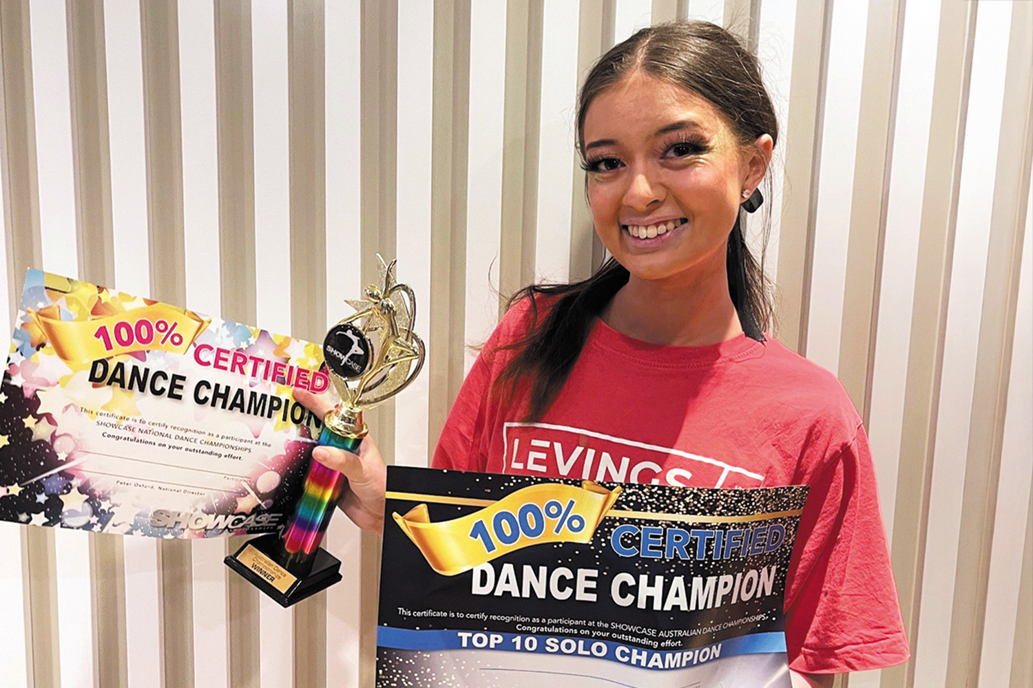 St Andrew's College student Tavé Stuart after wins at the Australian National Showcase Dance Competition.