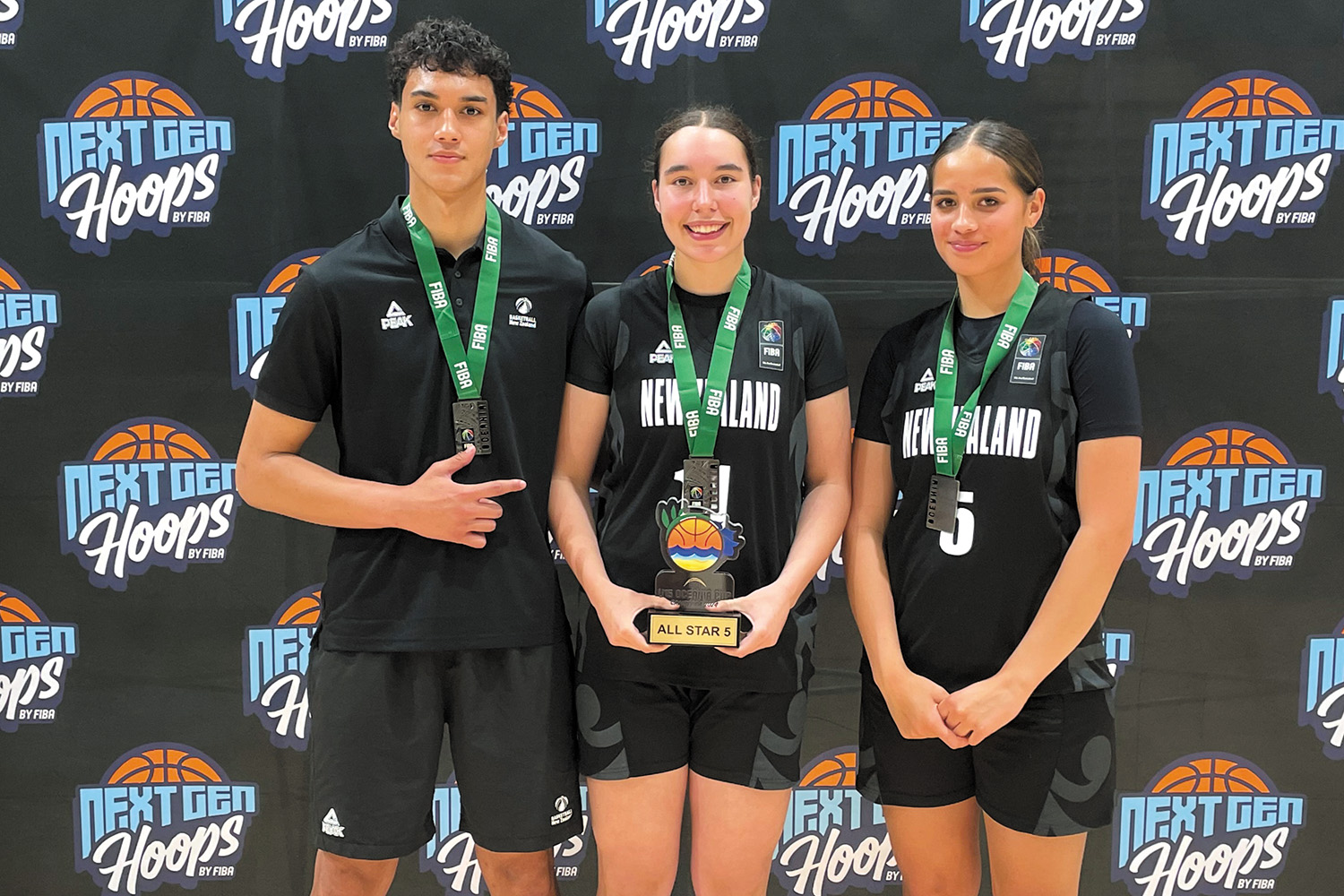 St Andrew's College student Roma Tuimaunei, Ava Jones and Maniah Taefu representing New Zealand at the FIBA U15 Oceania Cup in Canberra, Australia.