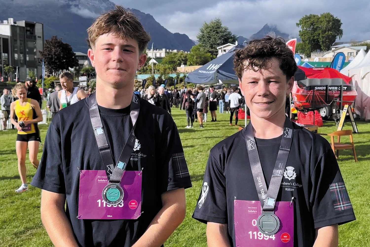 St Andrew's College students Sam Wilton and Oliver Wilton at the Queenstown Marathon.