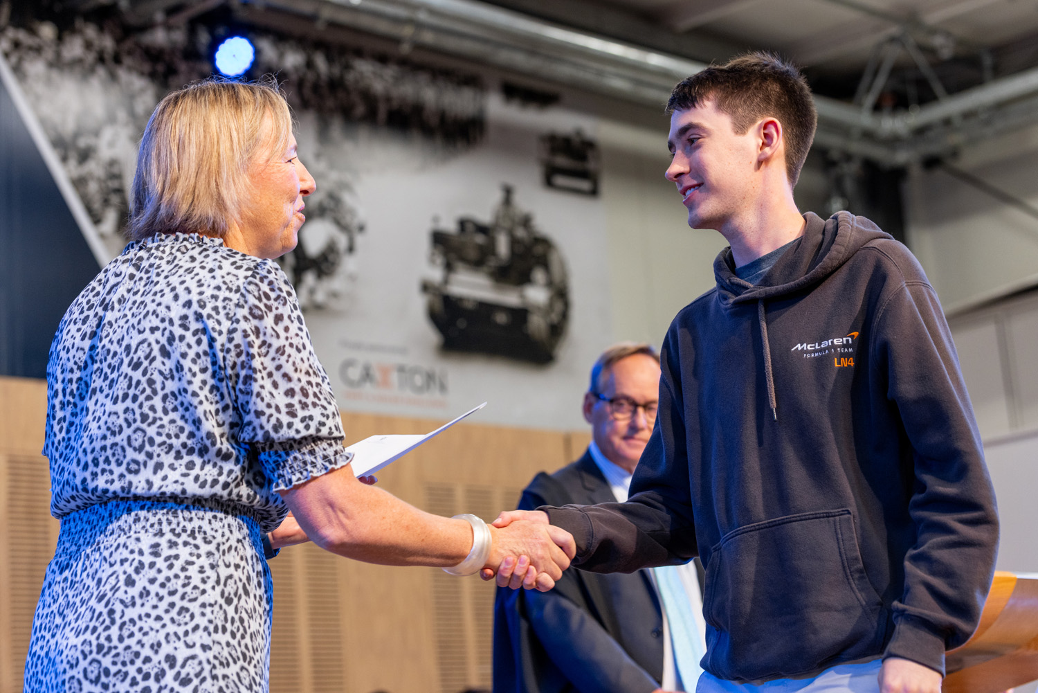 St Andrew's College 2025 Old Collegian receiving an award at the 2026 Academic Assembly.