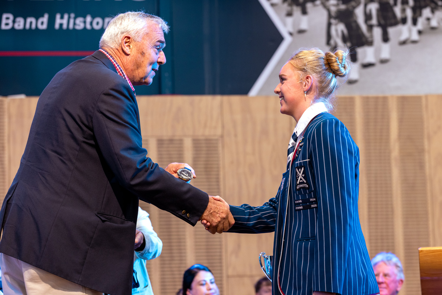 St Andrew's College students receiving an award at the 2026 Founders' Day Assembly