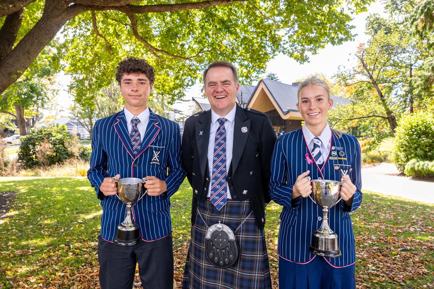 St Andrew's College Rector Mark Wilson with 2026 Robert Burns Scottish Scholars