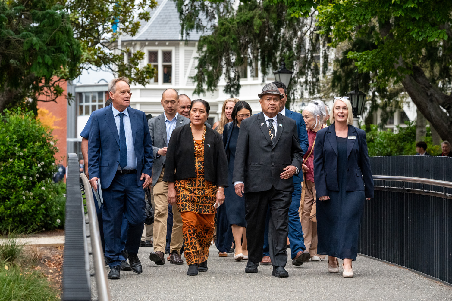 The Honourable Feleti Teo OBE (OC 1982), Prime Minister of Tuvalu, walking to St Andrew's College Centennial Chapel.
