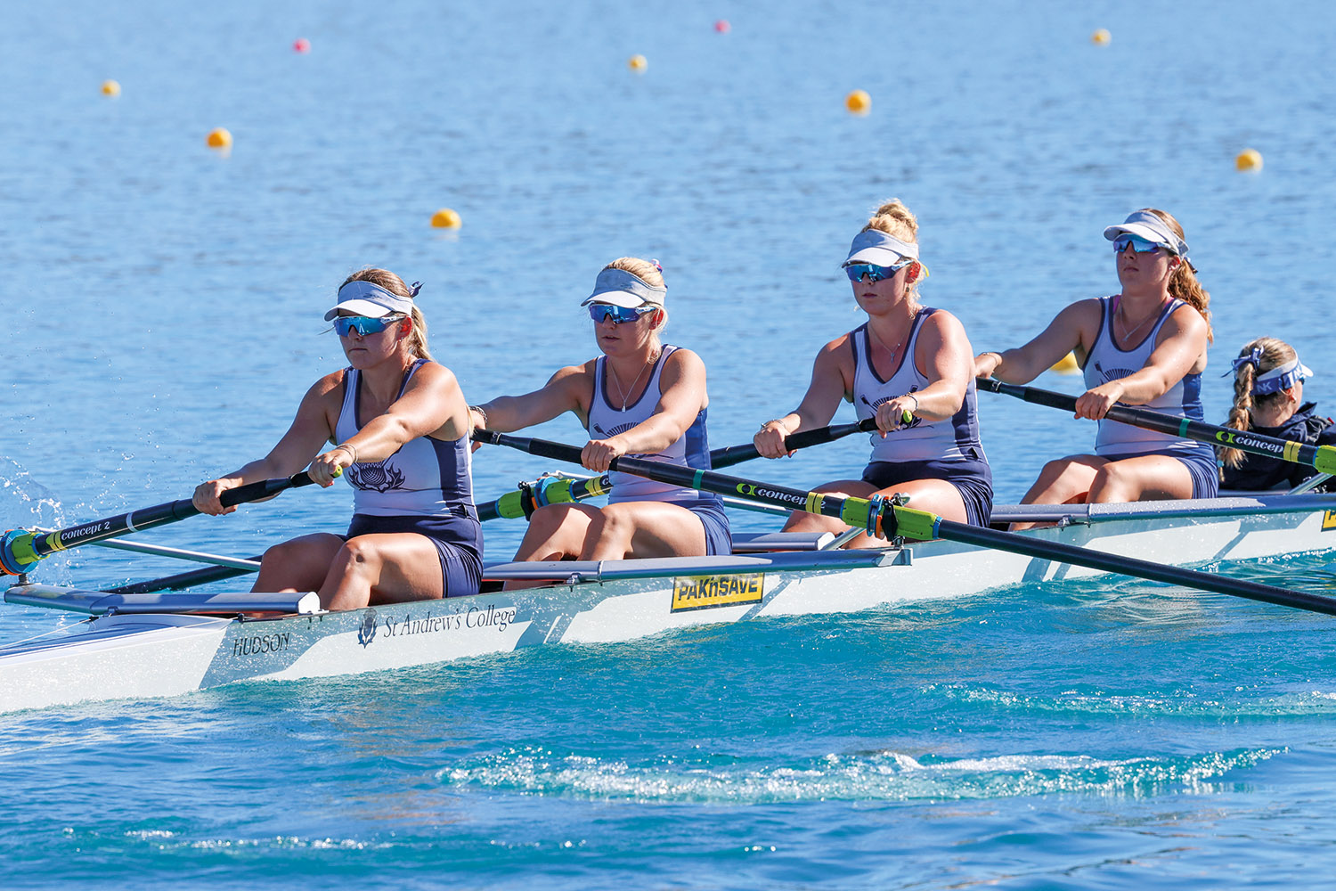 The St Andrew's College Girls’ U18 coxed four on their way to eighth in their A Final at the 2026 Maadi Cup.