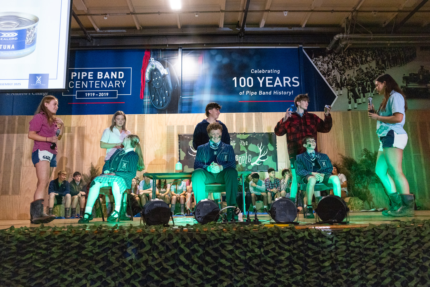 St Andrew's College students participating in challenges at the 2025 Boarders' Assembly