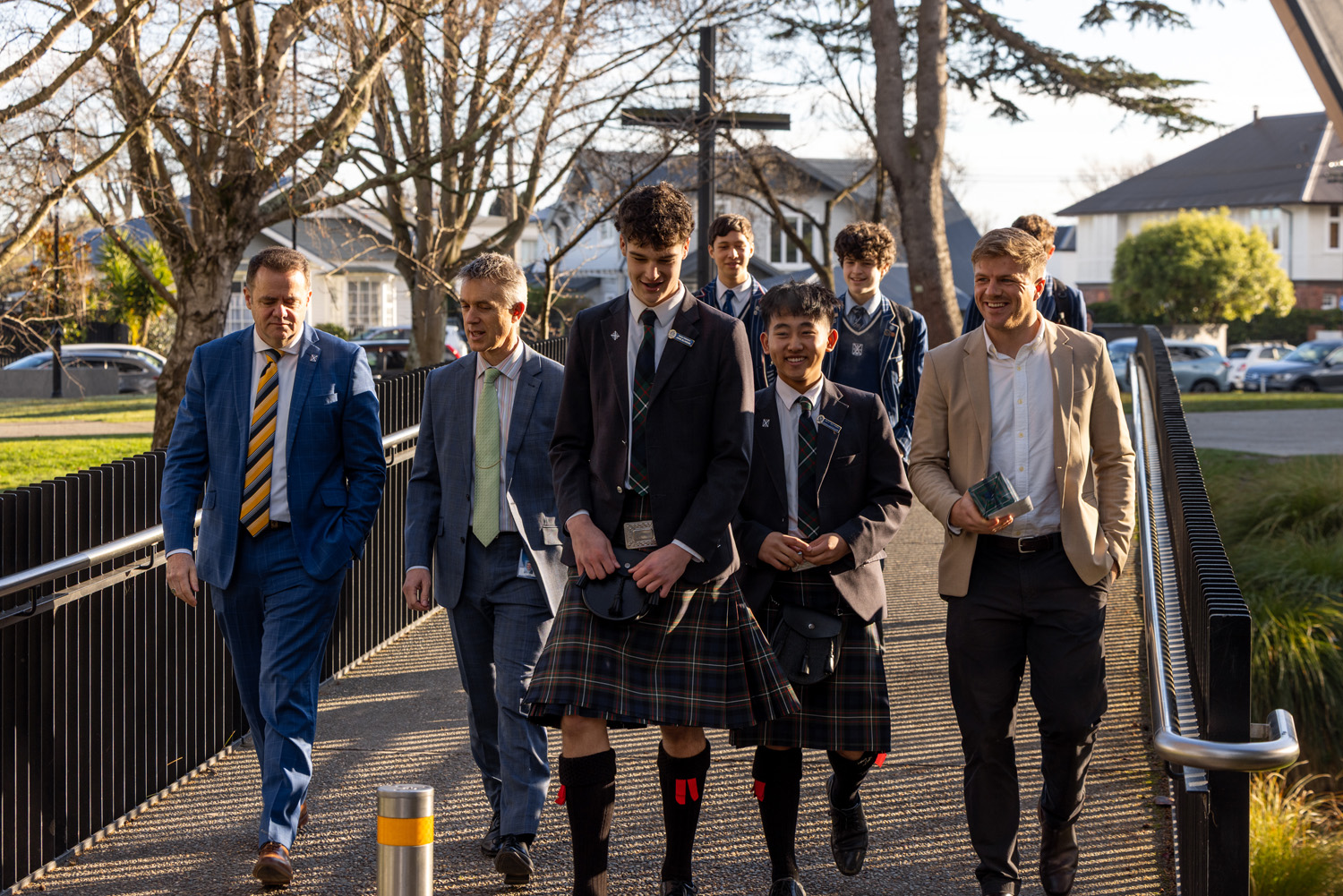 St Andrew's College students, staff and speaker after the 2025 Boys' Assembly