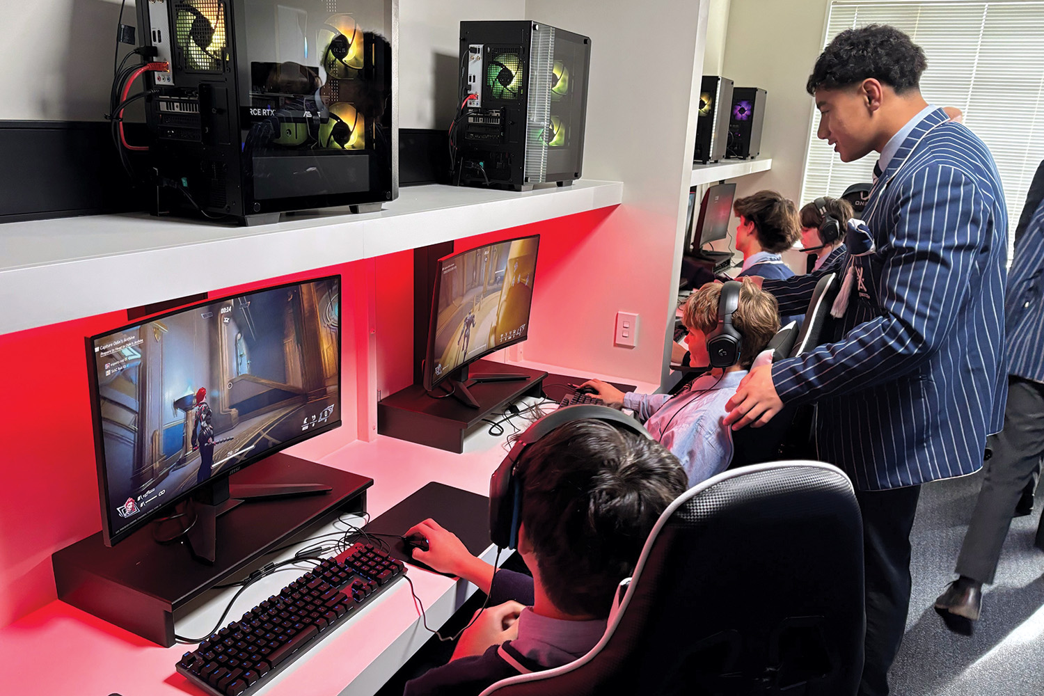 St Andrew's College students at the opening of the Esports Centre.