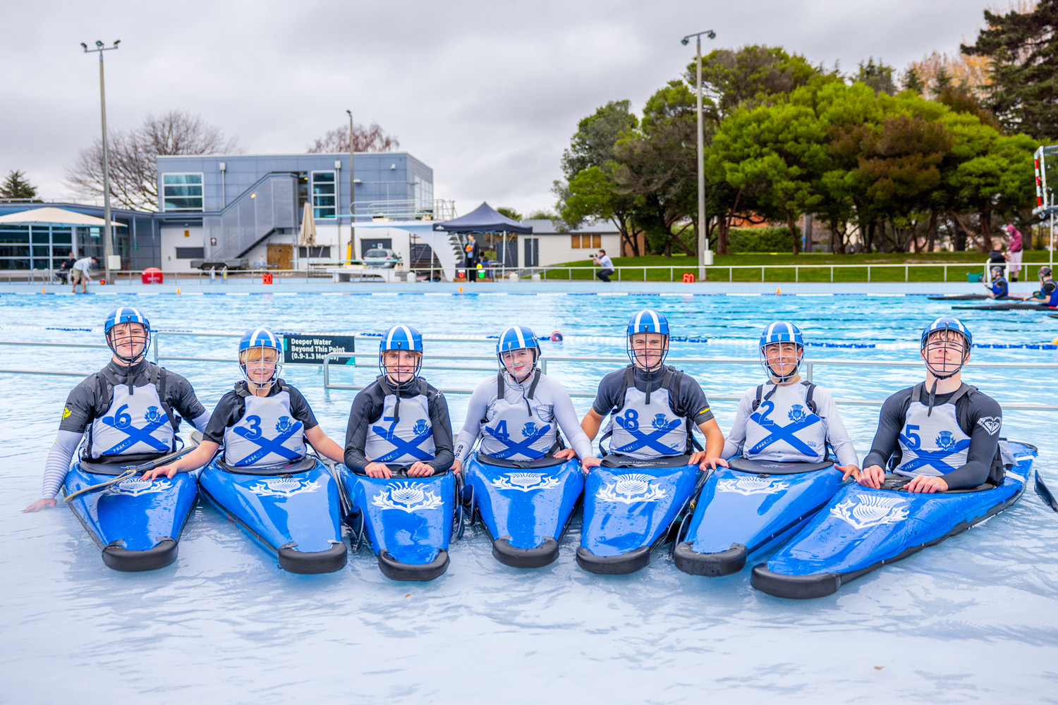 St Andrew's Collee students competing in the 2025 South Island Secondary Schools Canoe Polo Championships.