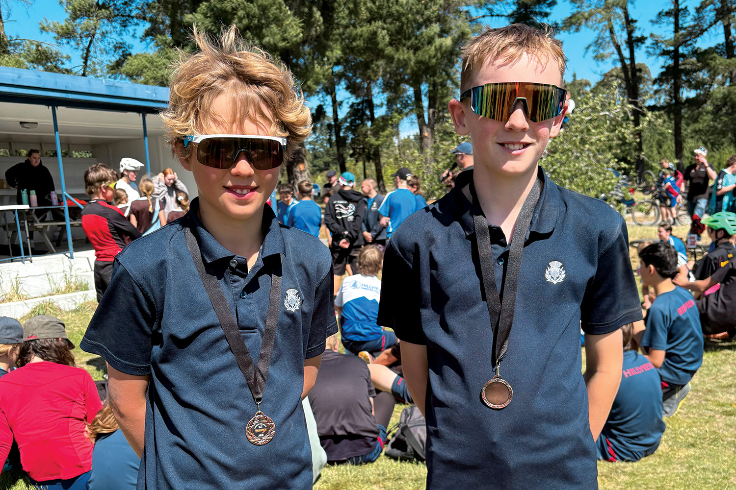 St Andrew's College students Montgomery Fox and Benji McBride at the 5KM Huxster Mountain Biking Relay Race.