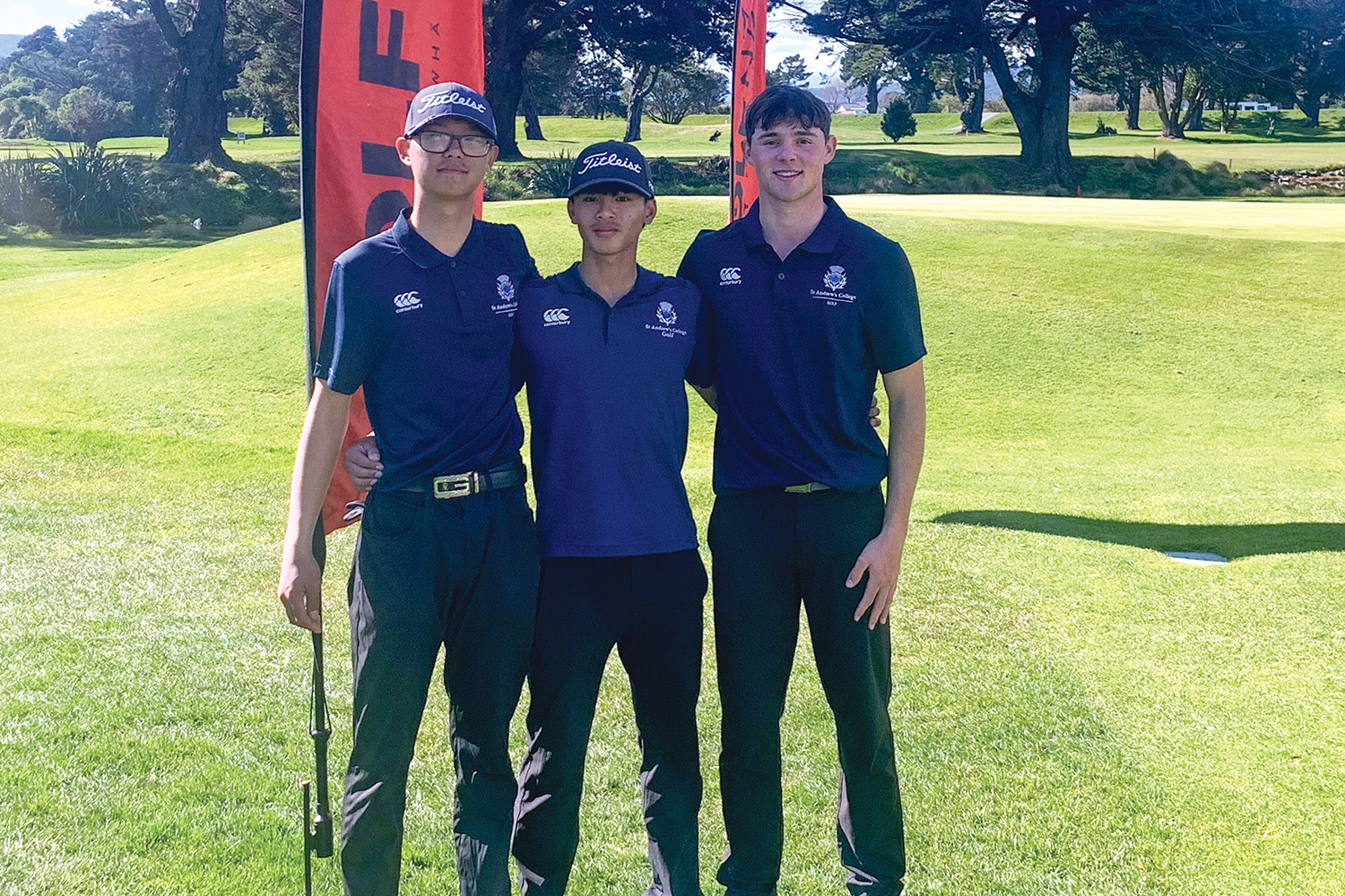 St Andrew's College golfers Yuhan (Uny) Shao, Ethan Lam and James Walker.