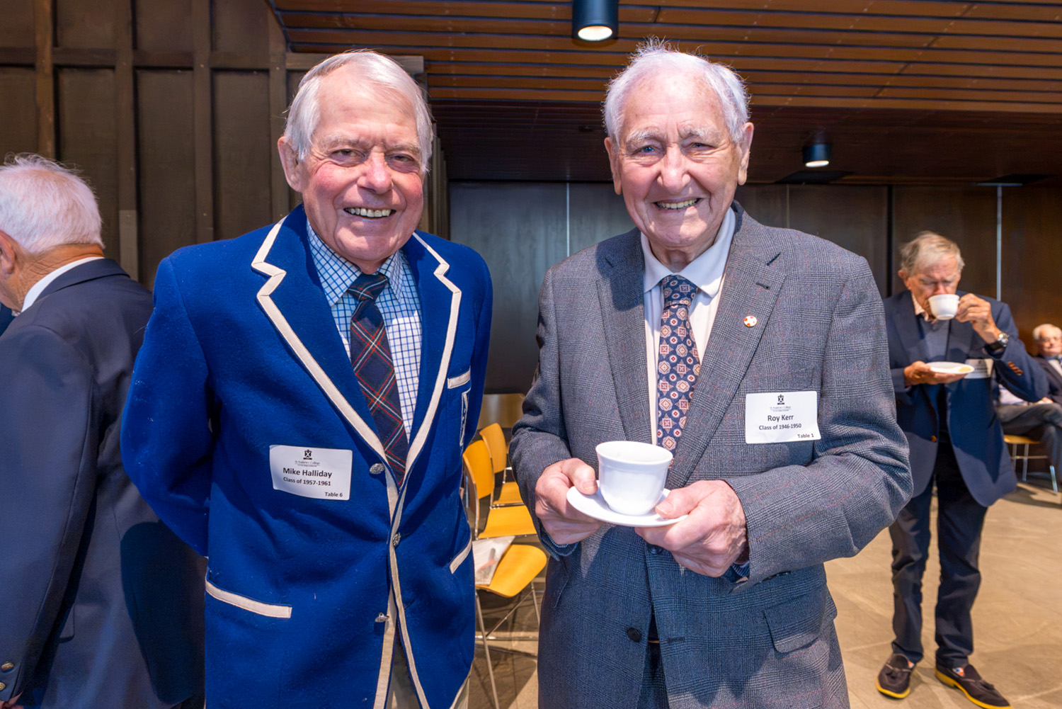 Mike Halliday (OC 1957) and Professor Roy Kerr (OC 1950)