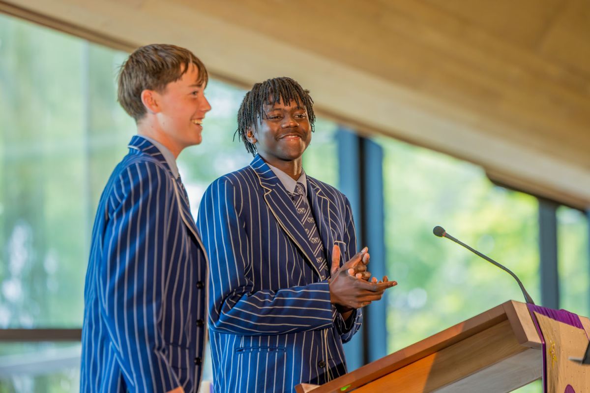 Two St Andrew's College students at Chapel.