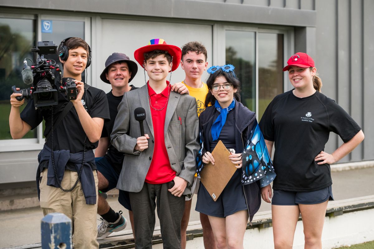St Andrew's College students from the film club standing together.