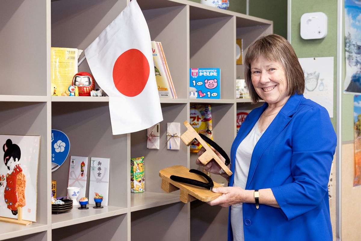 St Andrew's College former Head of Modern Languages, Virginia Simcock, in her classroom just before her retirement.