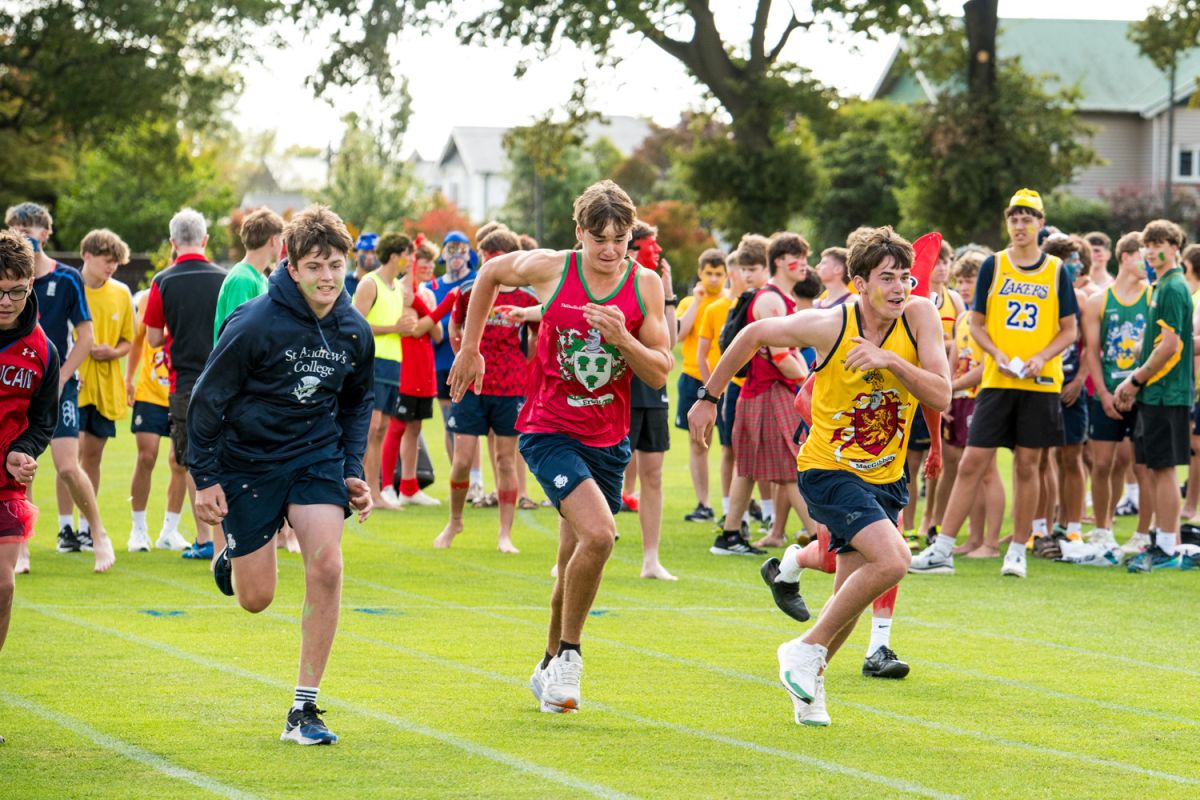 St Andrew's College Secondary School students running at the Athletics Sports Day.