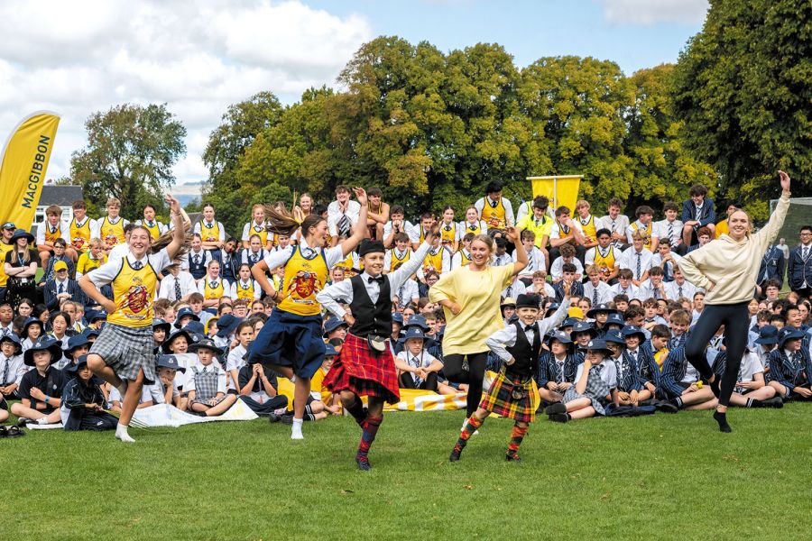 St Andrew's College students highland dancing during the 2025 Highland Games.