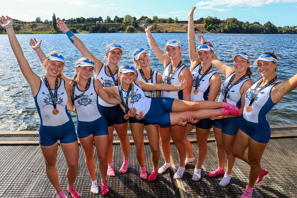 The bronze medal winning St Andrew's College Girls’ U17 coxed eight.