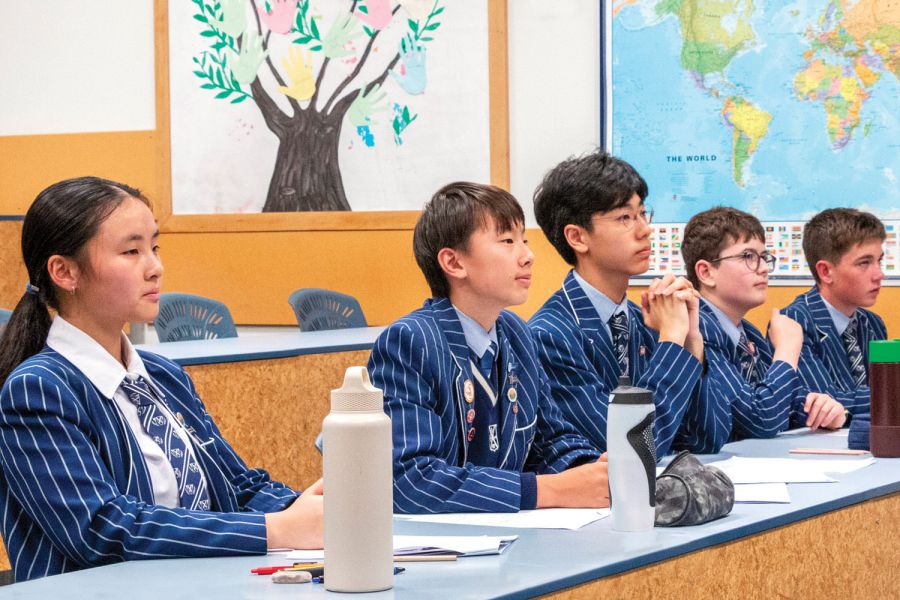 Five St Andrew's College students at the International Middle School Ethics Olympiad
