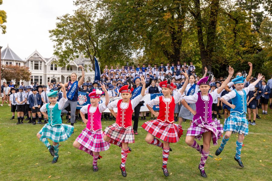 St Andrew's College students Highland Dancing at the 2026 Highland Games.
