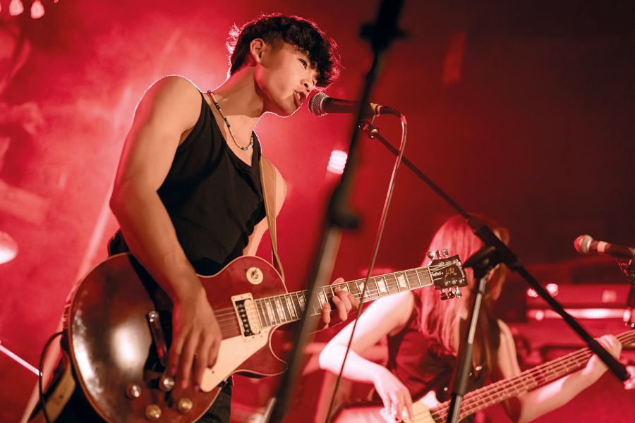 St Andrew's College student Hayden Lam performing at the New Zealand Battle of the Bands competition in 2023