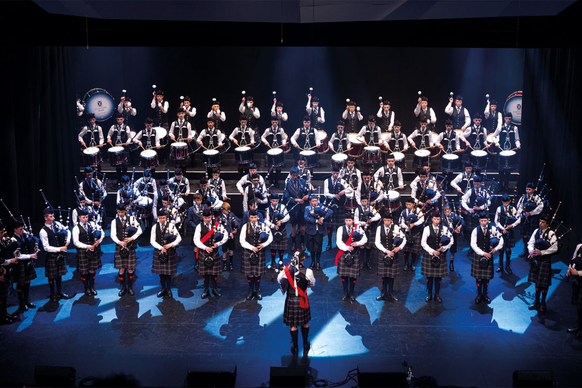 St Andrew's College Pipe Band performing at StAC Attack.