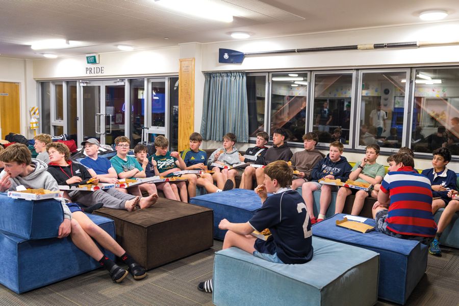 End-of-term pizza night for the St Andrew's College MacGibbon borders, when the Term 3 Manaakitanga Award was presented.