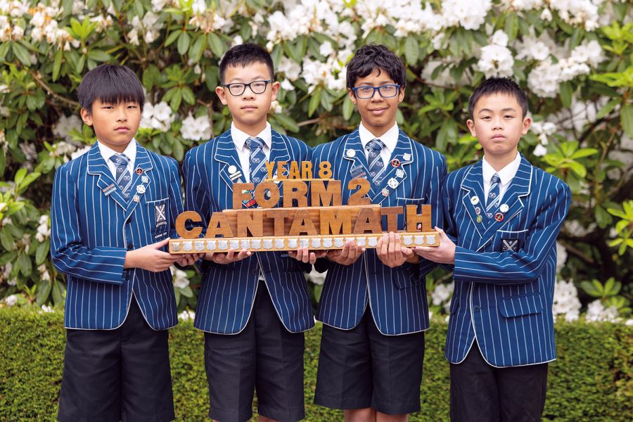 St Andrew's College Students Baizen (Tony) Chen, Cong (Zilong) Chen, Emmett Lawler and Benjamin Yu, winners of Cantamath.