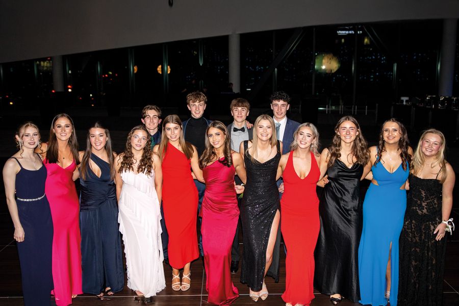A group of St Andrew's College students at the 2024 Senior College Formal.