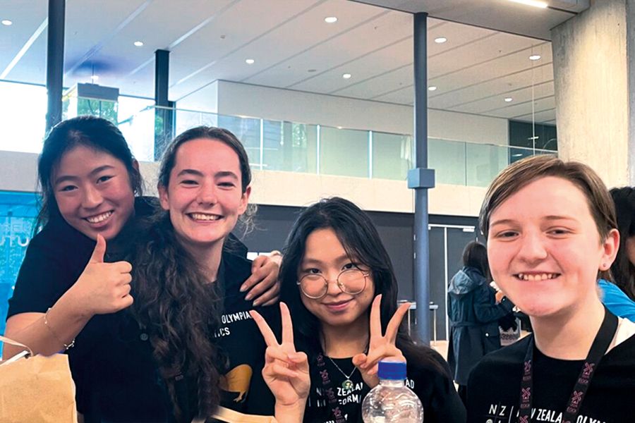 St Andrew's College students Ellie Zhou and Hannah Withers with two other members of the New Zealand team selected for the European Girls’ Olympiad in Informatics (EGOI) in the Netherlands.