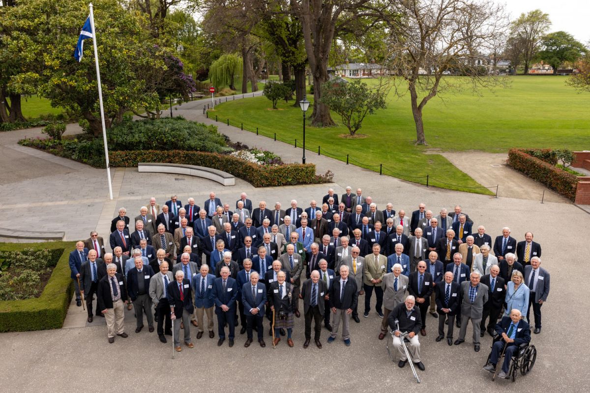 Old Collegian reunion group outside Strowan House