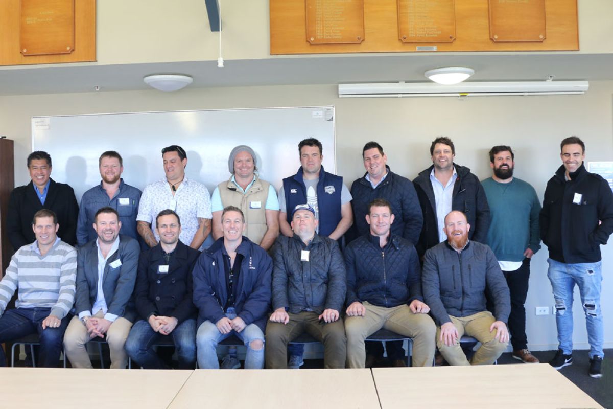 Old Collegians gathered inside the Rugby Pavilion during the Rugby Reunion