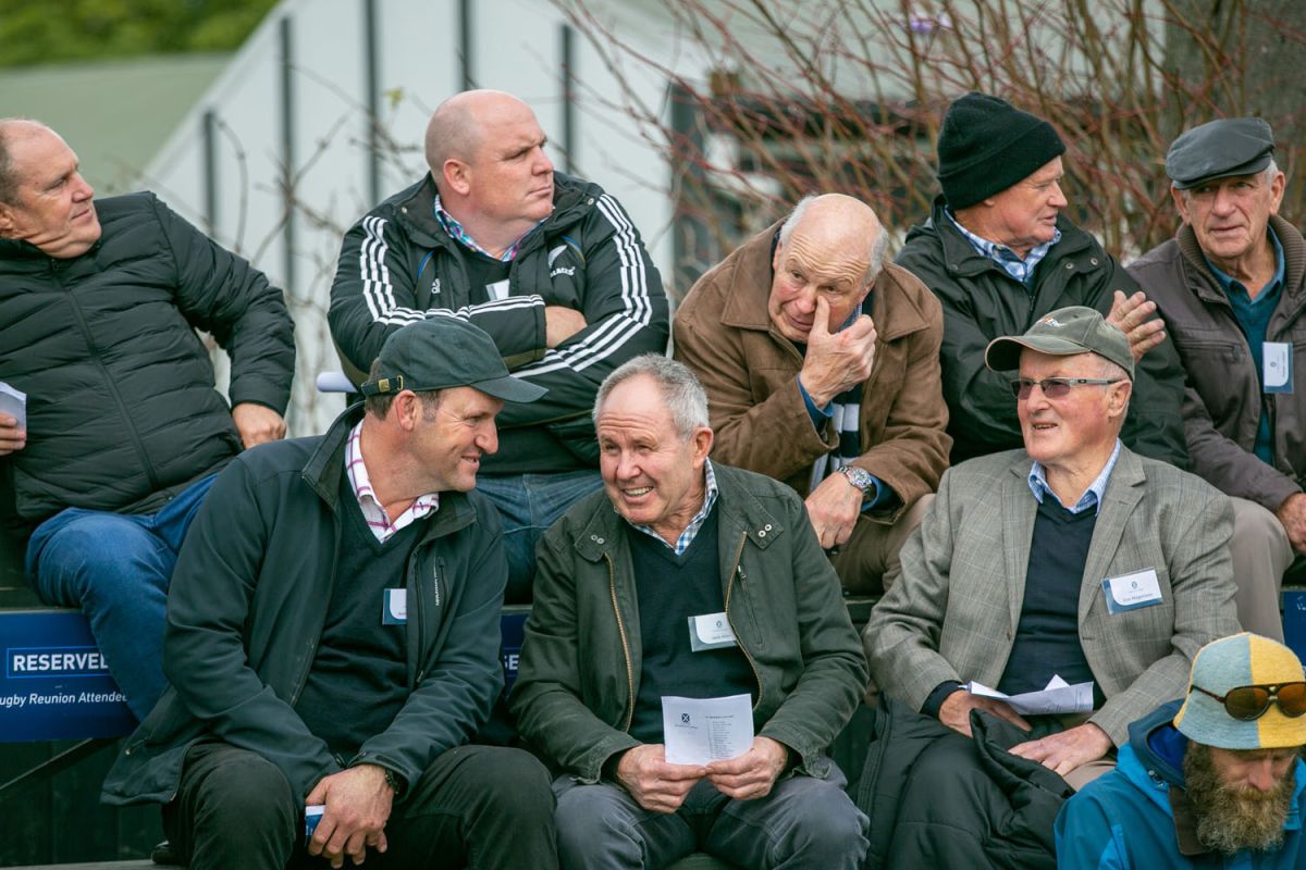 Old Collegians watch St Andrew’s College 1st XV rugby game against Shirley Boys’ High School during the Rugby Reunion