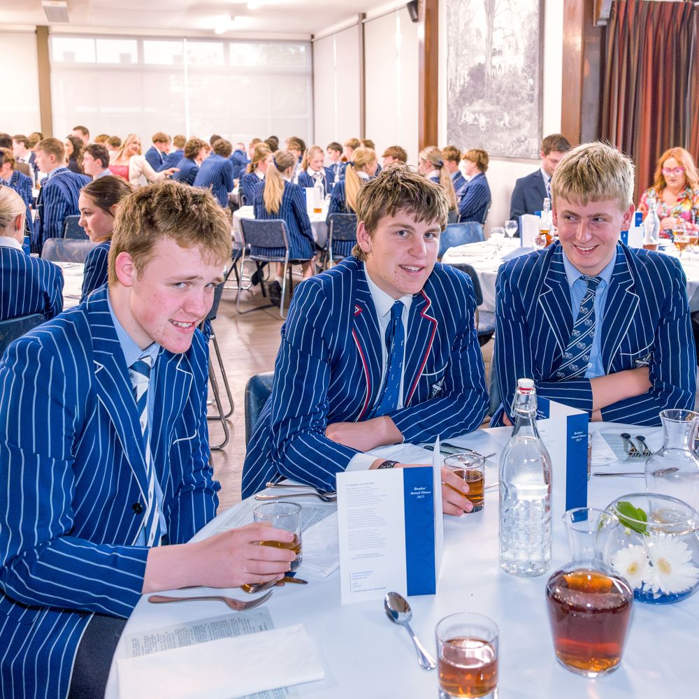 Boarders enjoying dinner.