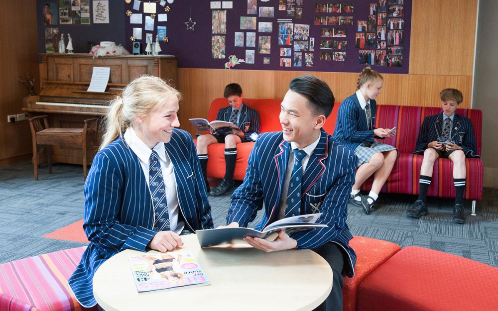 Boarding students relaxing in the lounge.