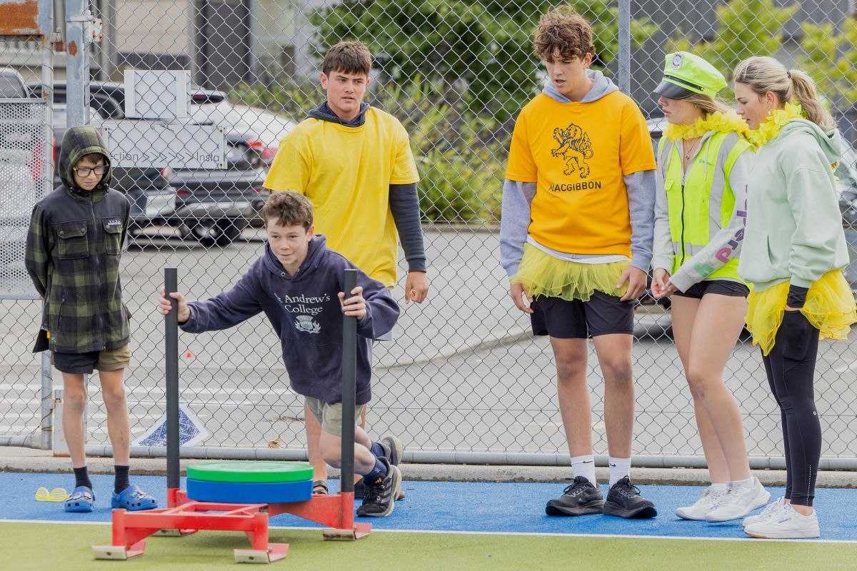 Boarding students competing at house games.