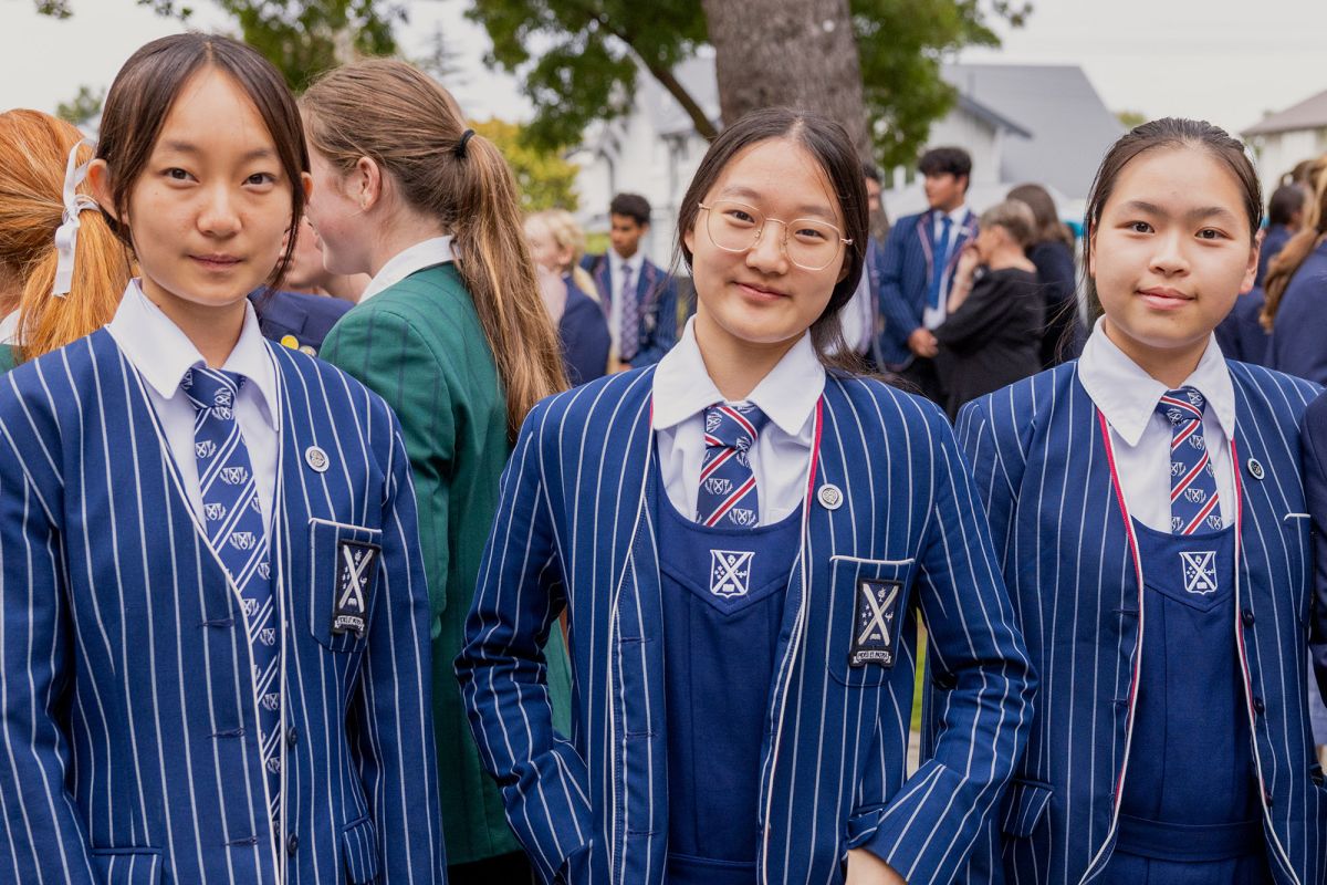 Boarding students after a chapel service.
