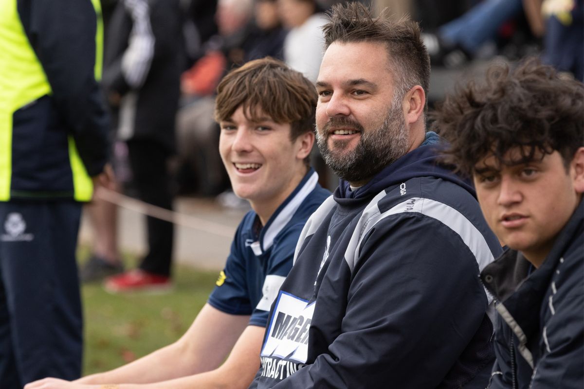 Matt Parr coaching at a 1st XV rugby game.